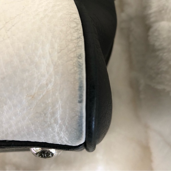 Michael Kors Black White Pebbled Leather Medium Knox Tassel Satchel. - Picture 6 of 15